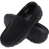 image:imageLulex Mens Moccasin Slippers Size 814Memory Foam House Shoes with Rubber Indoor Outdoor Sole Machine WashableBlack