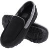 image:imageLulex Mens Moccasin Slippers Size 814Memory Foam House Shoes with Rubber Indoor Outdoor Sole Machine WashableBlack Grey