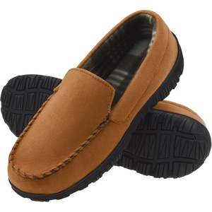 image:imageLulex Mens Moccasin Slippers Size 814Memory Foam House Shoes with Rubber Indoor Outdoor Sole Machine WashableTan