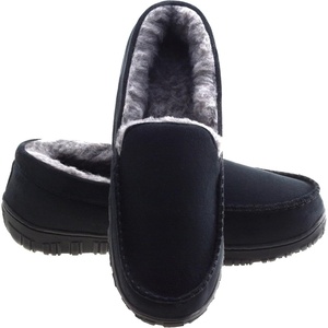 image:imageLulex Moccasins for Men House Slippers Indoor Outdoor Plush Mens Bedroom Shoes with Hard SoleBlack a
