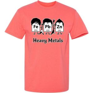 imageHeavy Metals Chemistry Humor Science Rock and Roll Music Sarcasm Funny T ShirtCoral