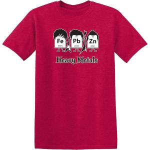imageHeavy Metals Chemistry Humor Science Rock and Roll Music Sarcasm Funny T ShirtHeather Red