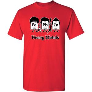 imageHeavy Metals Chemistry Humor Science Rock and Roll Music Sarcasm Funny T ShirtRed