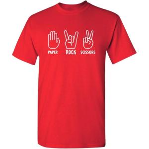 imagePaper Rock Scissors Music Band Guitar Drums Sarcastic Funny T ShirtRed