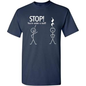 imageStop Youre Under A Rest Police Music Humor Graphic Novelty Funny T ShirtNavy