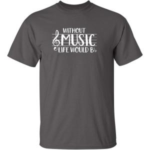 imageWithout Music Life Would B Flat Band Graphic Novelty Sarcastic Funny T ShirtCharcoal