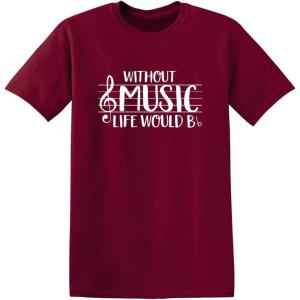 imageWithout Music Life Would B Flat Band Graphic Novelty Sarcastic Funny T ShirtGarnet