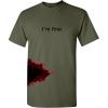 imageIm Fine Movie Halloween Zombie Shark Bite Graphic Novelty Very Funny T ShirtMilitary