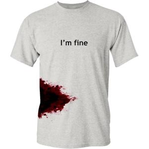 imageIm Fine Movie Halloween Zombie Shark Bite Graphic Novelty Very Funny T ShirtAsh