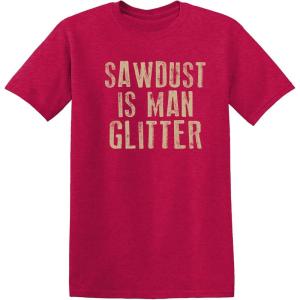 imageSawdust is Man Glitter Sarcastic Graphic Funny T ShirtHeather Red