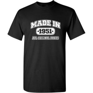 imageBorn in 1951 Original Parts Funny Birthday T ShirtBlack