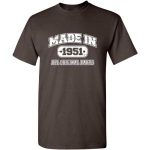 imageBorn in 1951 Original Parts Funny Birthday T ShirtBrown