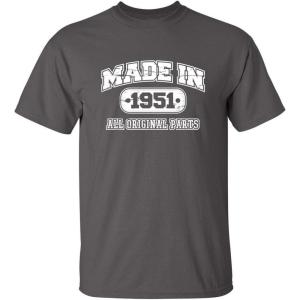 imageBorn in 1951 Original Parts Funny Birthday T ShirtCharcoal