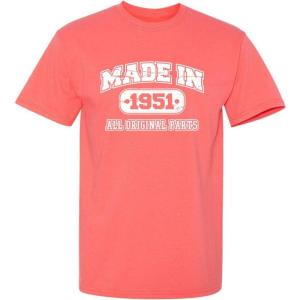 imageBorn in 1951 Original Parts Funny Birthday T ShirtCoral