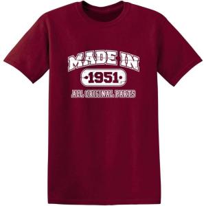 imageBorn in 1951 Original Parts Funny Birthday T ShirtGarnet