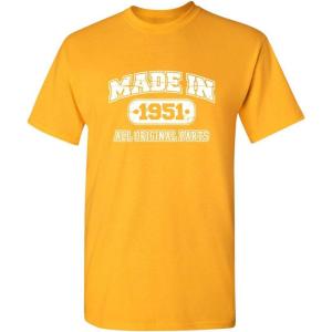 imageBorn in 1951 Original Parts Funny Birthday T ShirtGold