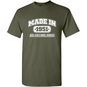 imageBorn in 1951 Original Parts Funny Birthday T ShirtMilitary