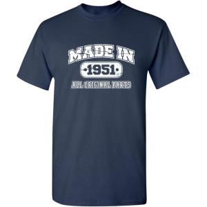 imageBorn in 1951 Original Parts Funny Birthday T ShirtNavy