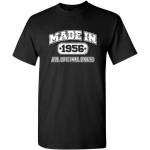 imageBorn in 1956 Original Parts Funny Birthday T ShirtBlack