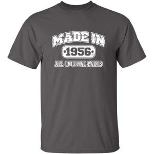 imageBorn in 1956 Original Parts Funny Birthday T ShirtCharcoal