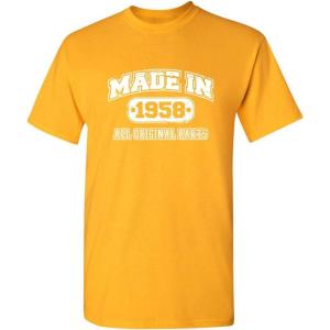 imageBorn in 1958 Original Parts Funny Birthday T ShirtGold