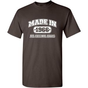 imageBorn in 1966 Original Parts Funny Birthday T ShirtBrown