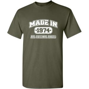 imageBorn in 1974 Original Parts Funny Birthday T ShirtMilitary