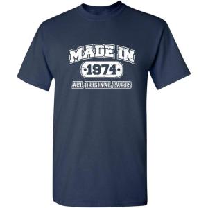 imageBorn in 1974 Original Parts Funny Birthday T ShirtNavy