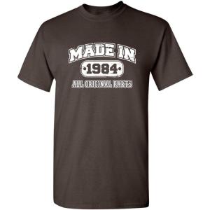 imageBorn in 1984 Original Parts Funny Birthday T ShirtBrown
