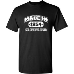 imageBorn in 1954 Original Parts Funny Birthday T ShirtBlack