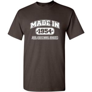 imageBorn in 1954 Original Parts Funny Birthday T ShirtBrown
