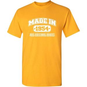 imageBorn in 1954 Original Parts Funny Birthday T ShirtGold