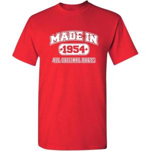 imageBorn in 1954 Original Parts Funny Birthday T ShirtRed