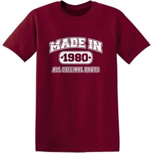 imageBorn in 1980 Original Parts Funny Birthday T ShirtGarnet