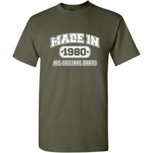 imageBorn in 1980 Original Parts Funny Birthday T ShirtMilitary