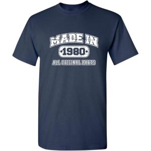 imageBorn in 1980 Original Parts Funny Birthday T ShirtNavy