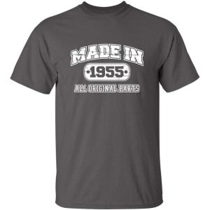 imageBorn in 1955 Original Parts Funny Birthday T ShirtCharcoal