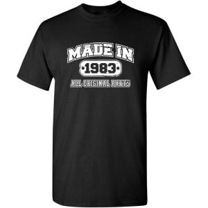 imageBorn in 1983 Original Parts Funny Birthday T ShirtBlack