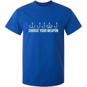 imageChoose Your Weapon Humor Novelty Bait Hooks Fishing Fisherman Mens Funny T ShirtRoyal