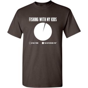 imageFishing with My Kids Fisherman Dad Father Novelty Sarcastic Mens Funny T ShirtBrown