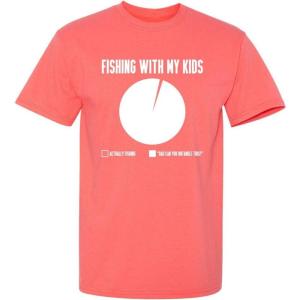 imageFishing with My Kids Fisherman Dad Father Novelty Sarcastic Mens Funny T ShirtCoral