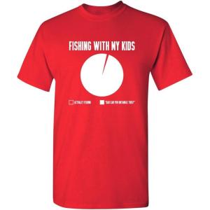 imageFishing with My Kids Fisherman Dad Father Novelty Sarcastic Mens Funny T ShirtRed