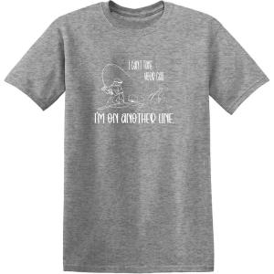 imageI Cant Take Your Call Im On Another Line Fishing Mens Hunting Funny T ShirtHeather Grey