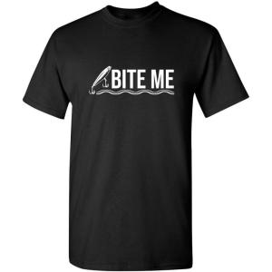 imageBite Me Fishing Fisherman Lure Bait Mens Novelty Sarcastic Funny T ShirtBlack