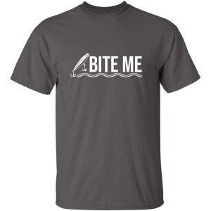 imageBite Me Fishing Fisherman Lure Bait Mens Novelty Sarcastic Funny T ShirtCharcoal