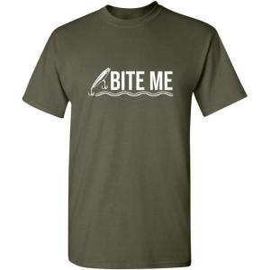 imageBite Me Fishing Fisherman Lure Bait Mens Novelty Sarcastic Funny T ShirtMilitary