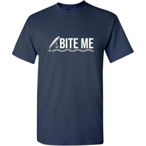 imageBite Me Fishing Fisherman Lure Bait Mens Novelty Sarcastic Funny T ShirtNavy