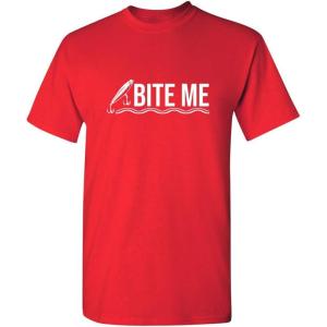 imageBite Me Fishing Fisherman Lure Bait Mens Novelty Sarcastic Funny T ShirtRed