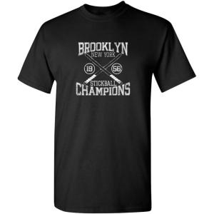imageBrooklyn Stickball Champions Humor Street Baseball NYC Mens Funny T ShirtBlack