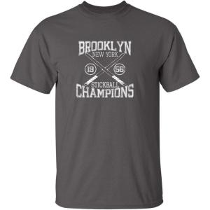 imageBrooklyn Stickball Champions Humor Street Baseball NYC Mens Funny T ShirtCharcoal